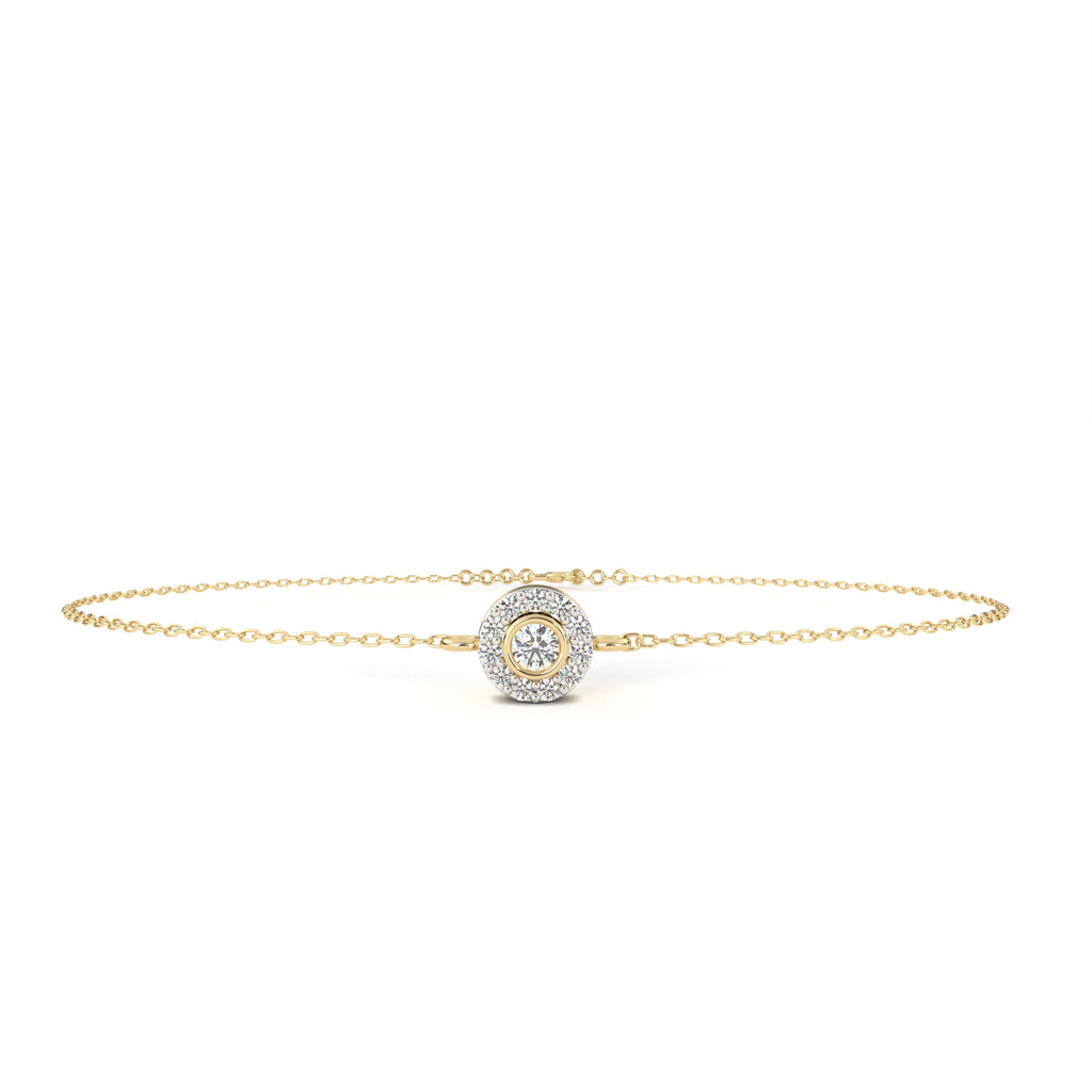 Gold diamond bracelet with halo design