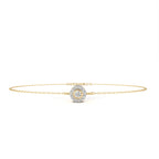 Gold diamond bracelet with halo design