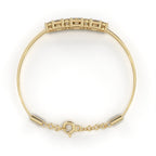 Gold bracelet with round diamonds and princess cut diamonds