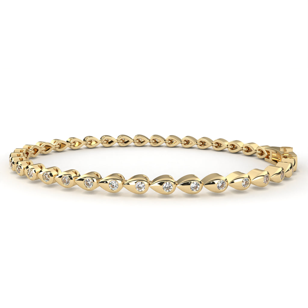 Gold Teardrop Diamond Bangle