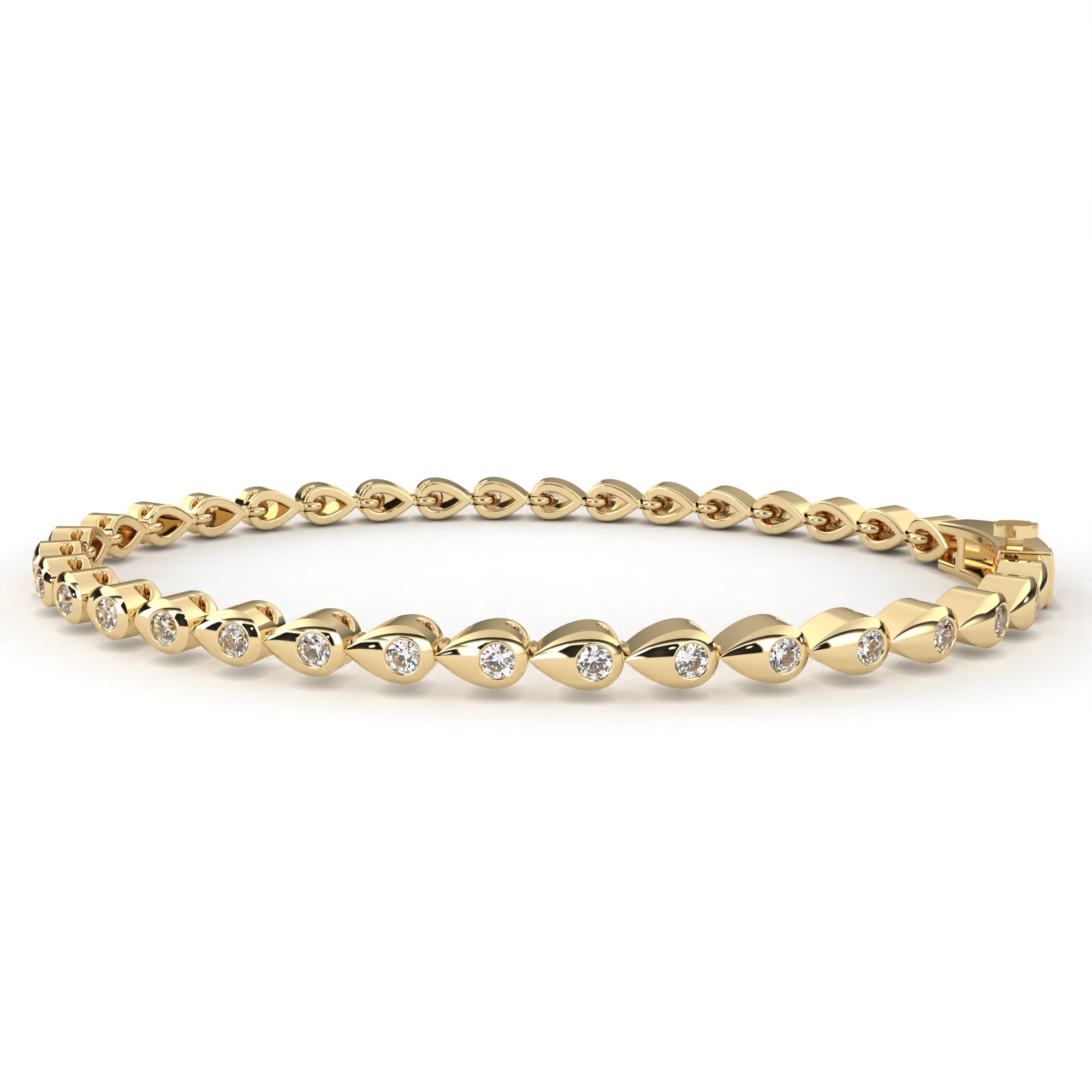 Gold Teardrop Diamond Bangle