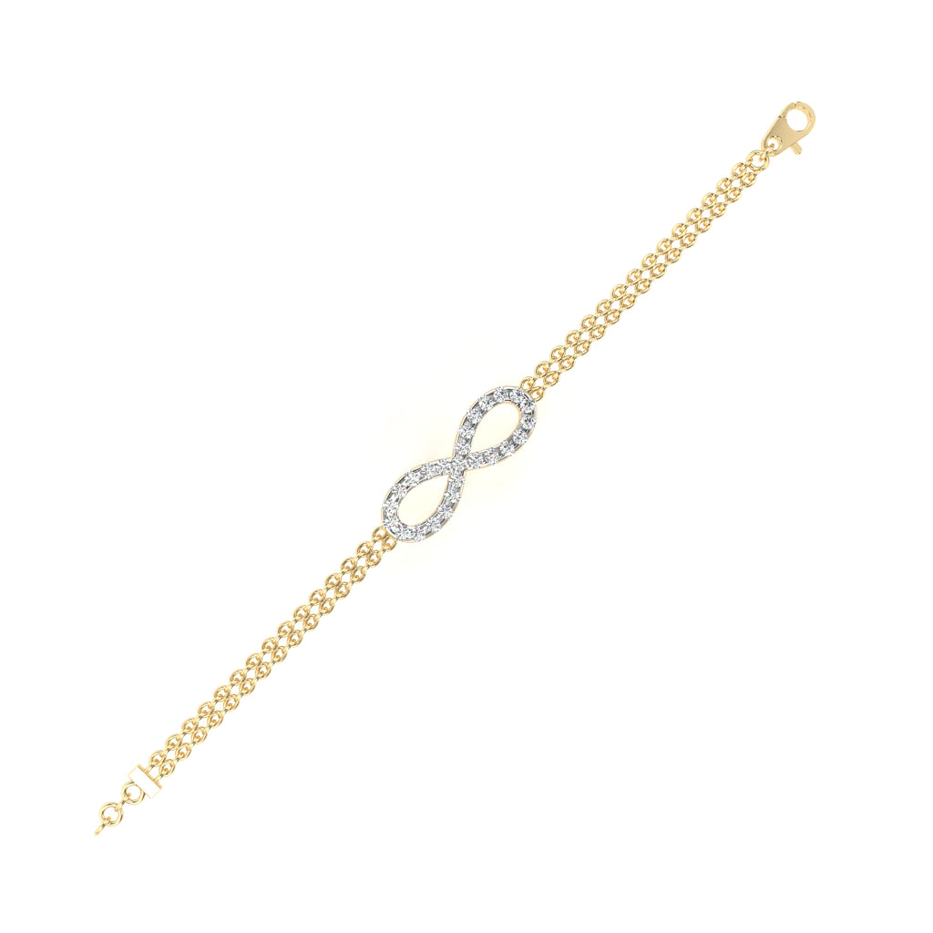 Gold double chain bracelet with infinity diamond charm