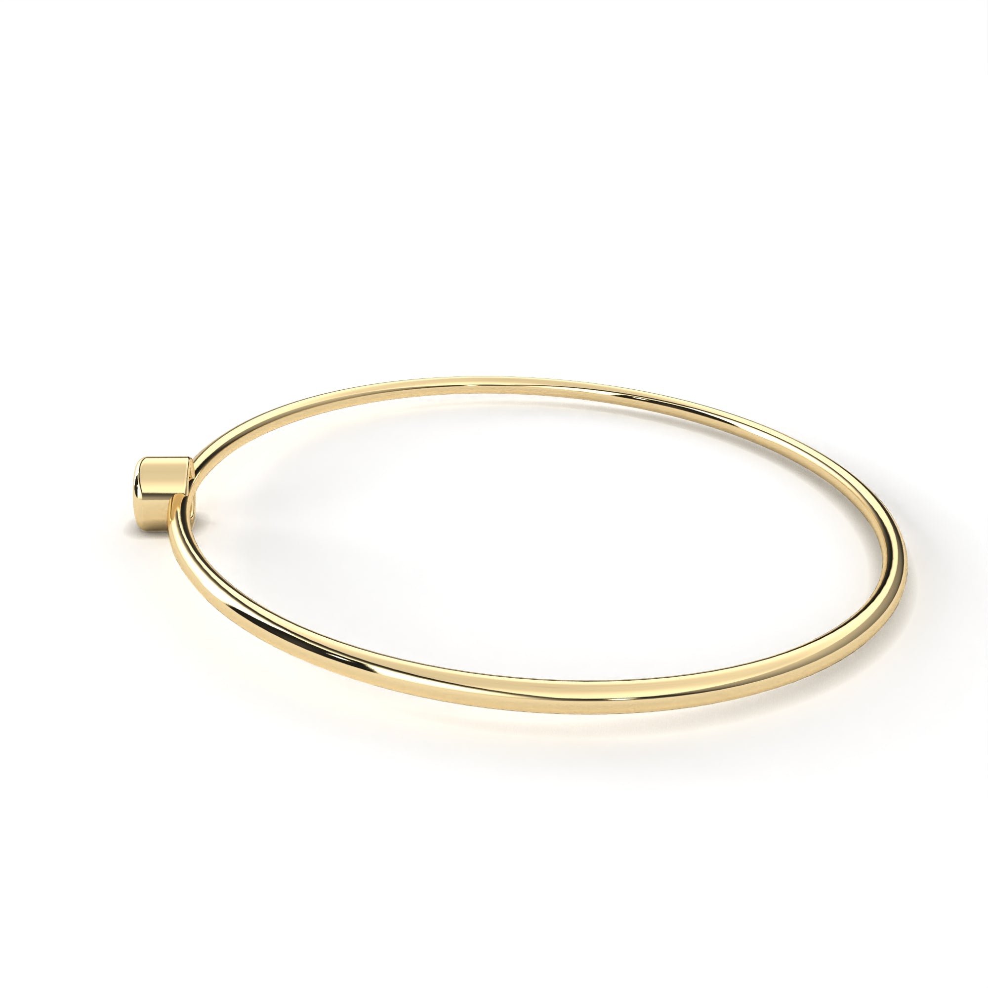 Minimalist round diamond gold bangle