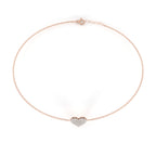 Minimal rose gold chain bracelet with heart diamond centerpiece