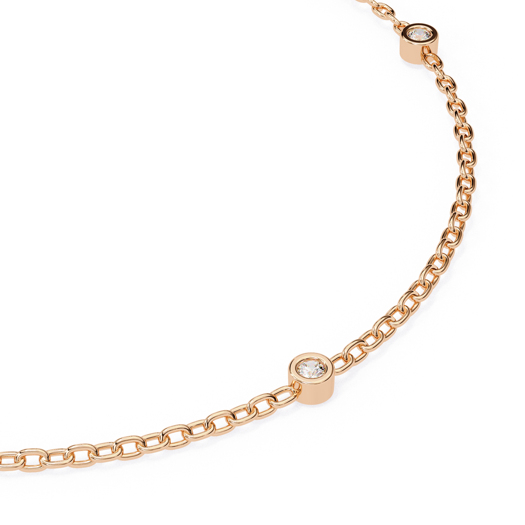Adjustable rose gold chain bracelet with diamonds