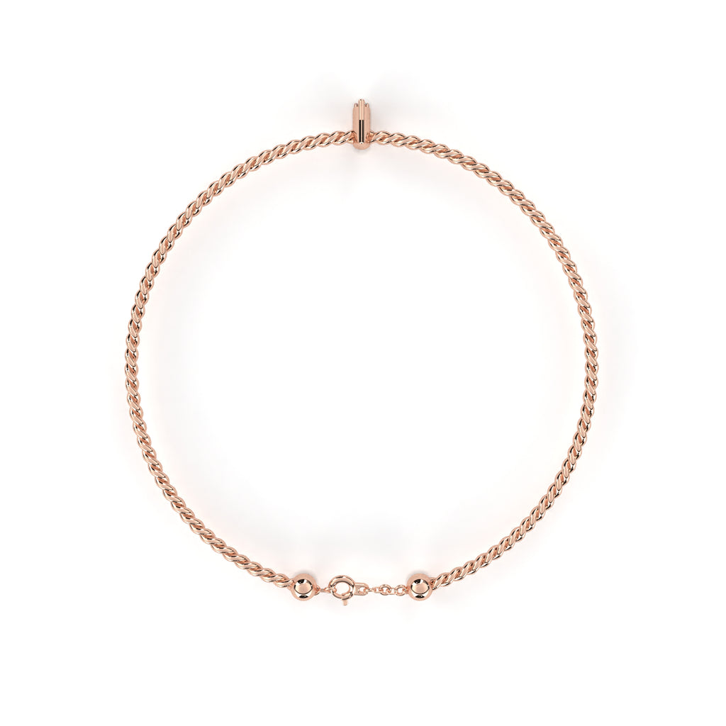Simple rope-style rose gold bracelet with marquise diamond