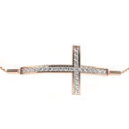 Rose Gold chain bracelet with sparkling diamond cross