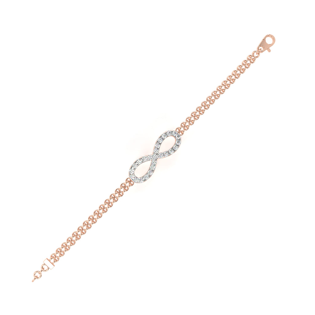 Rose Gold double chain bracelet with infinity diamond charm