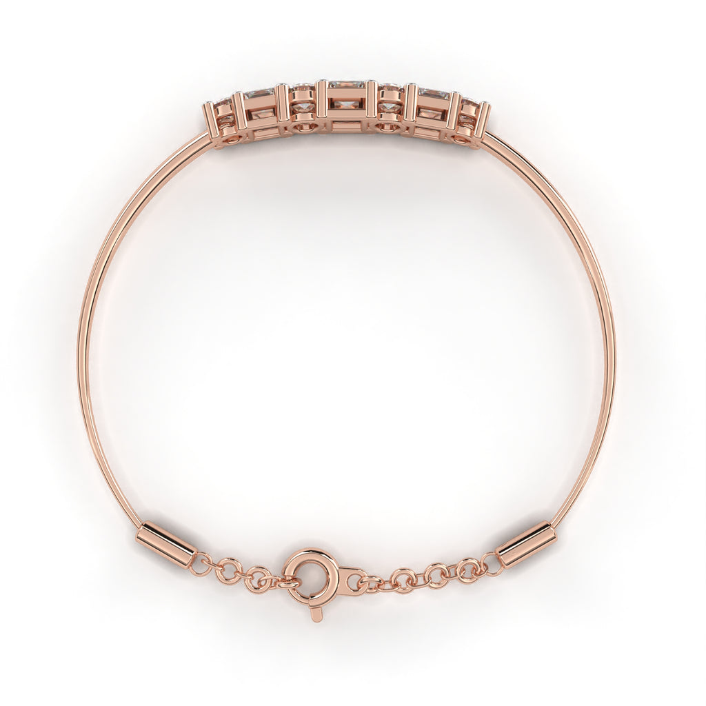 Rose Gold bracelet with round diamonds and princess cut diamonds
