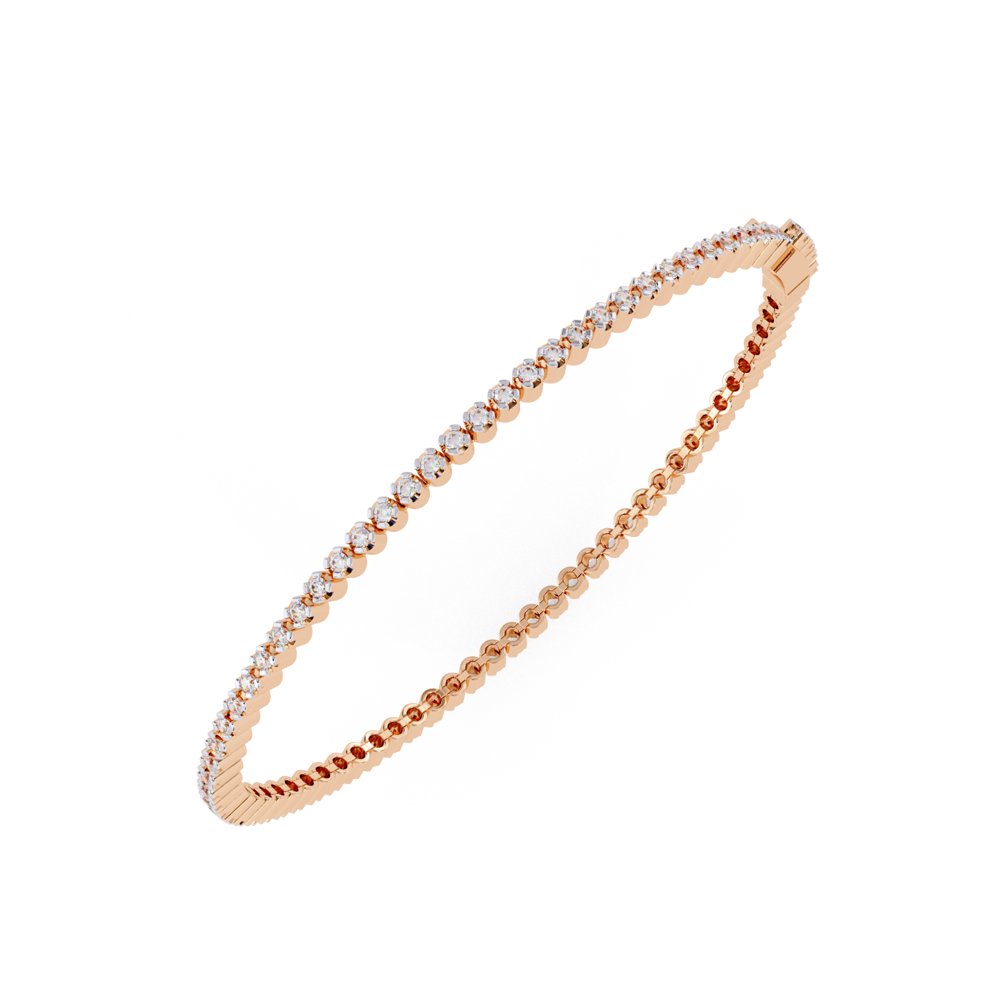 Premium Lab grown baguette diamond bracelet in Rose Gold