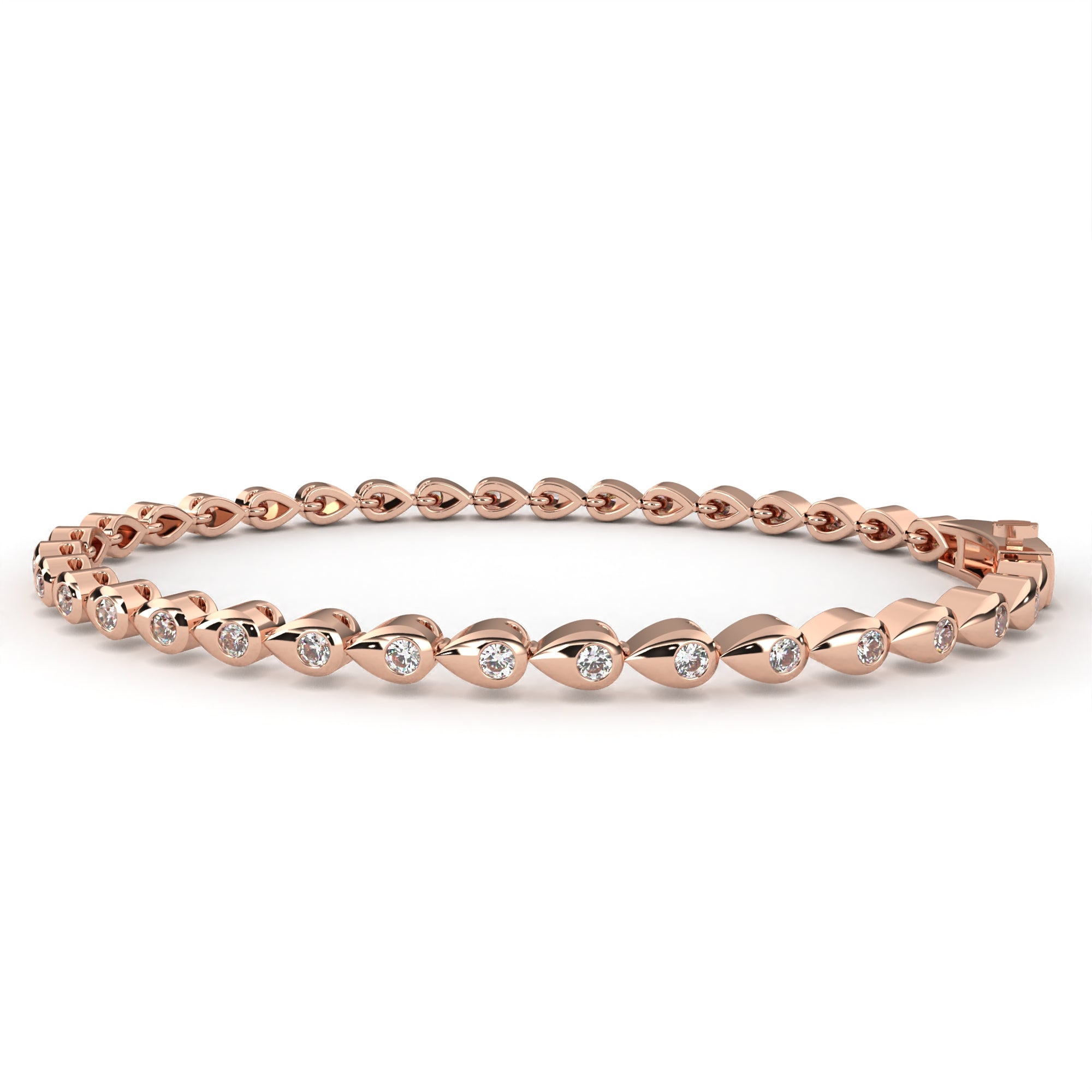 Rose Gold Teardrop Diamond Bangle