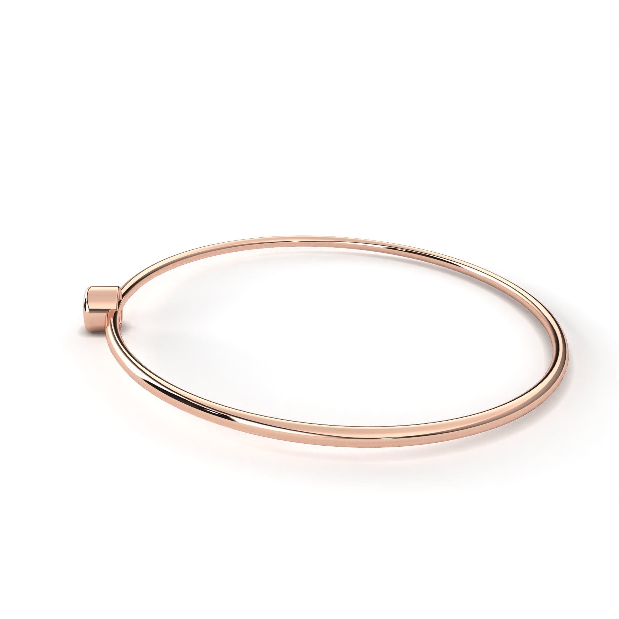 Delicate rose gold bangle with diamond