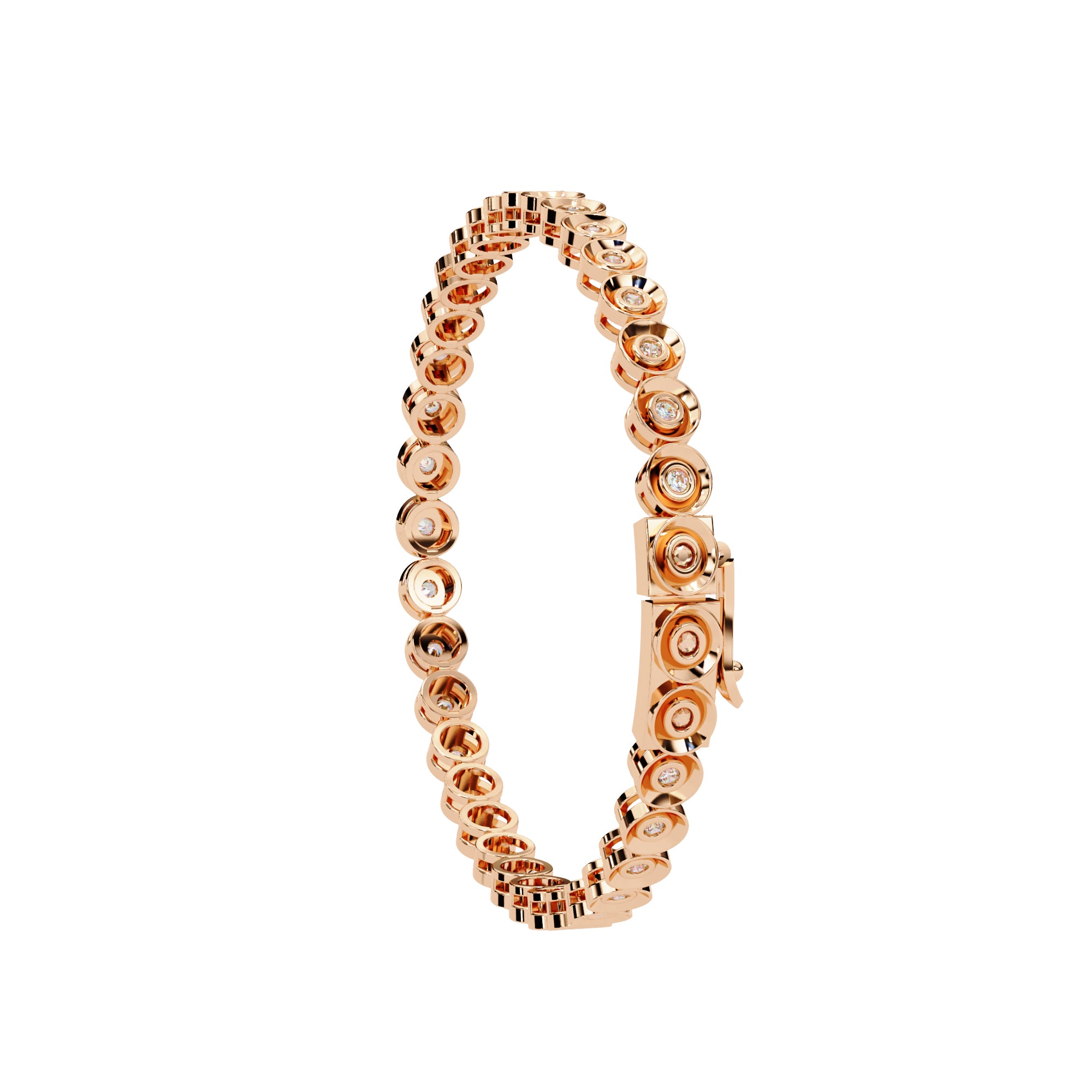 Rose Gold bezel-set diamond tennis bracelet for everyday wear