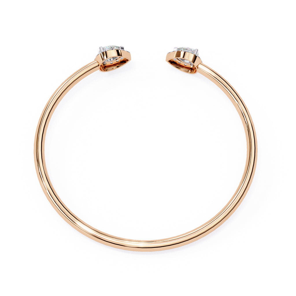 Rose Gold cuff bracelet with pear-cut diamonds