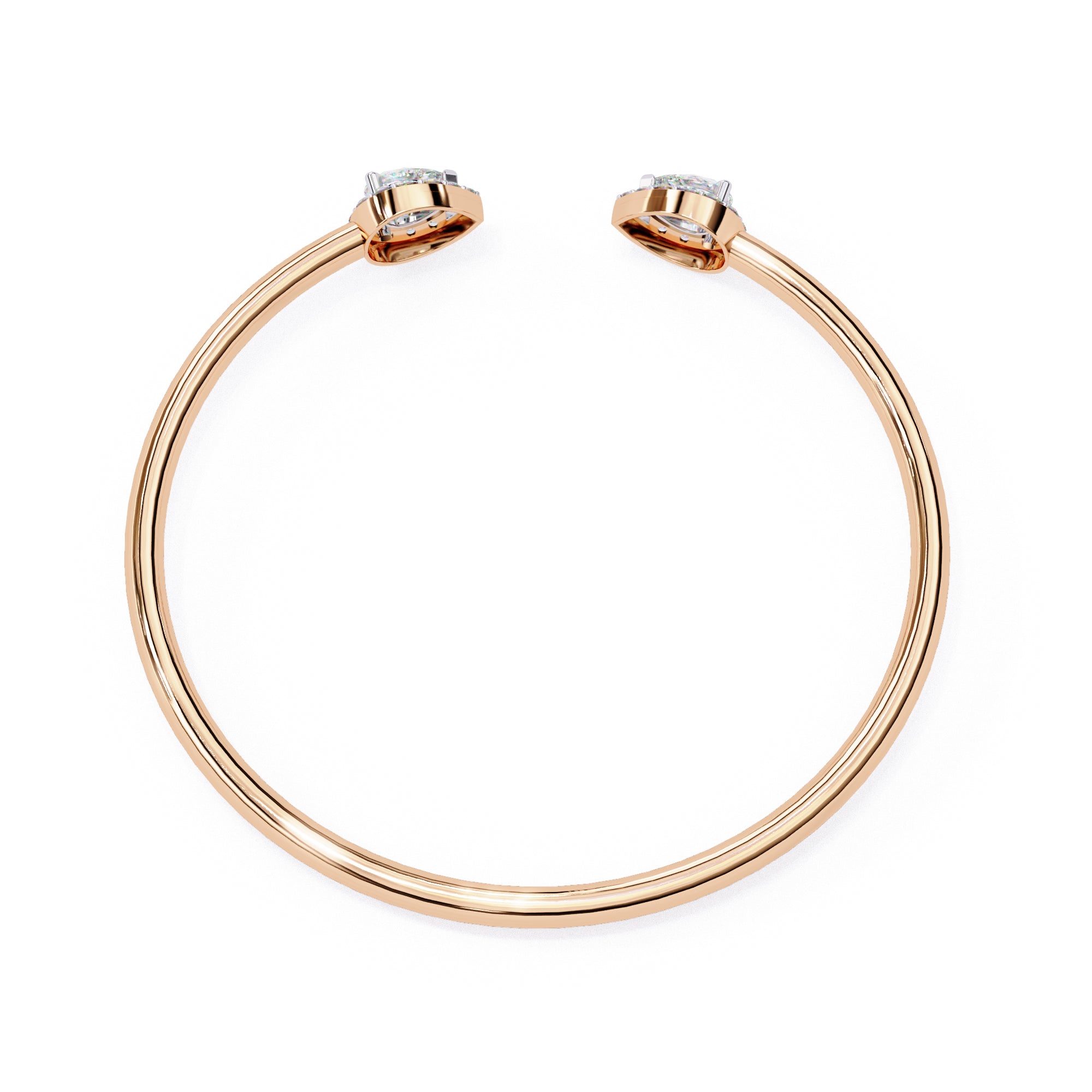 Rose Gold cuff bracelet with pear-cut diamonds