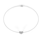 Minimal white gold chain bracelet with heart diamond centerpiece