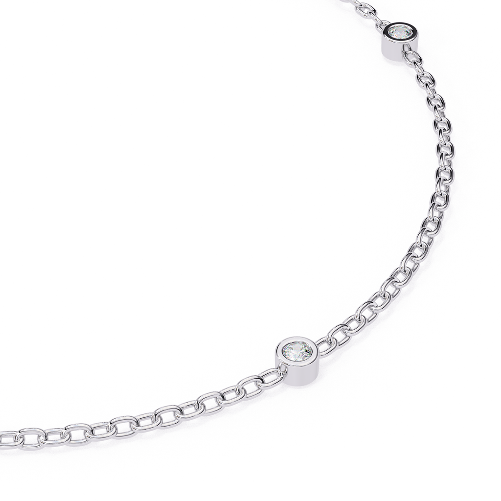 Adjustable white gold chain bracelet with diamonds