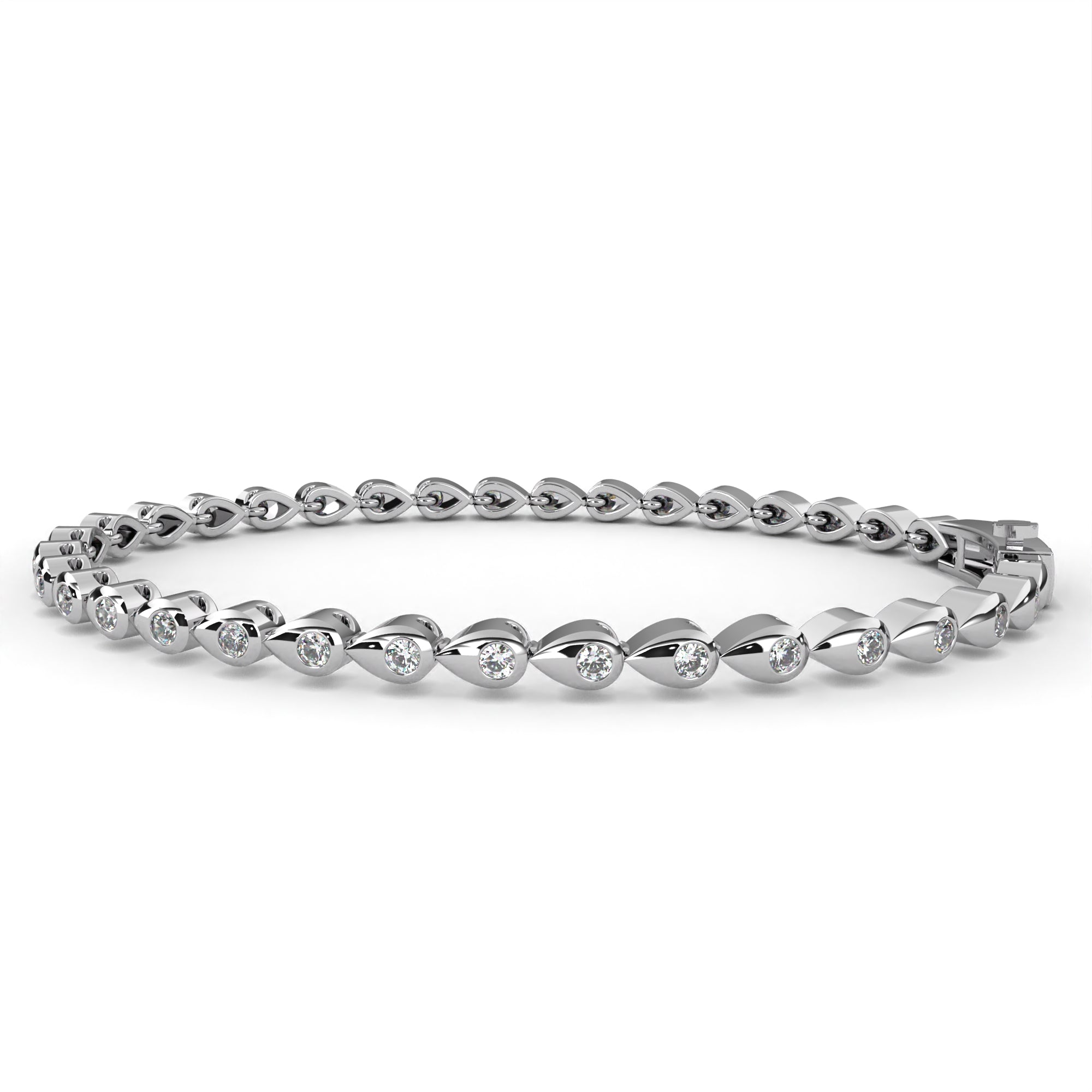 White Gold Teardrop Diamond Bangle