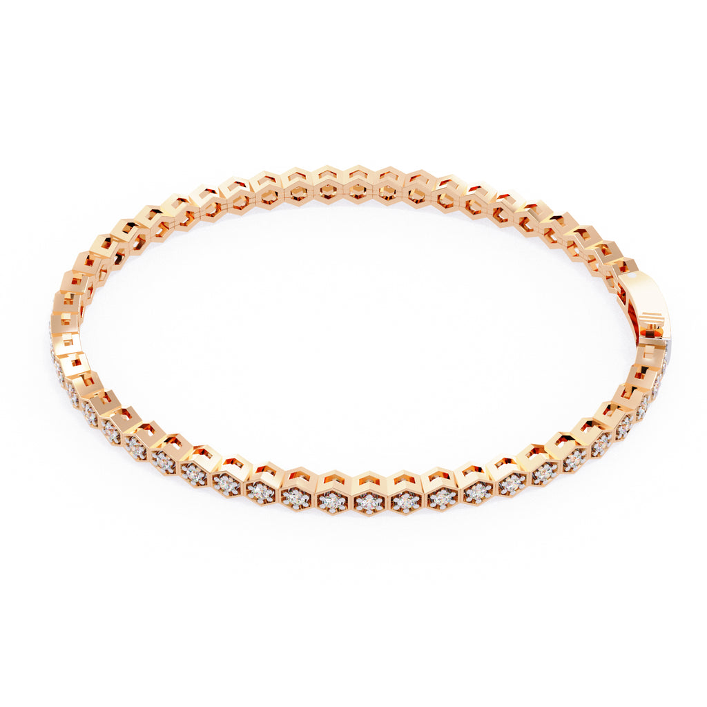 Rose Gold hexagon-shaped diamond tennis bracelet