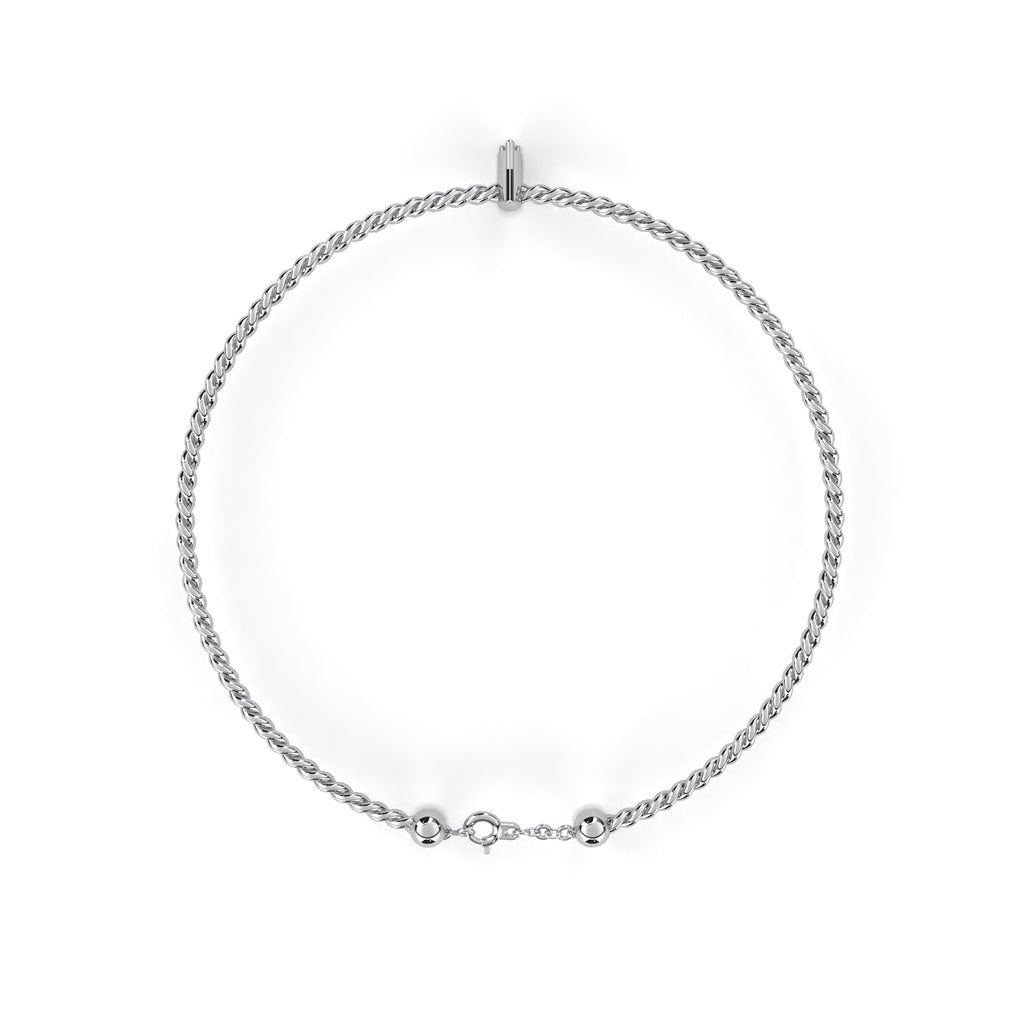 Simple rope-style white gold bracelet with marquise diamond