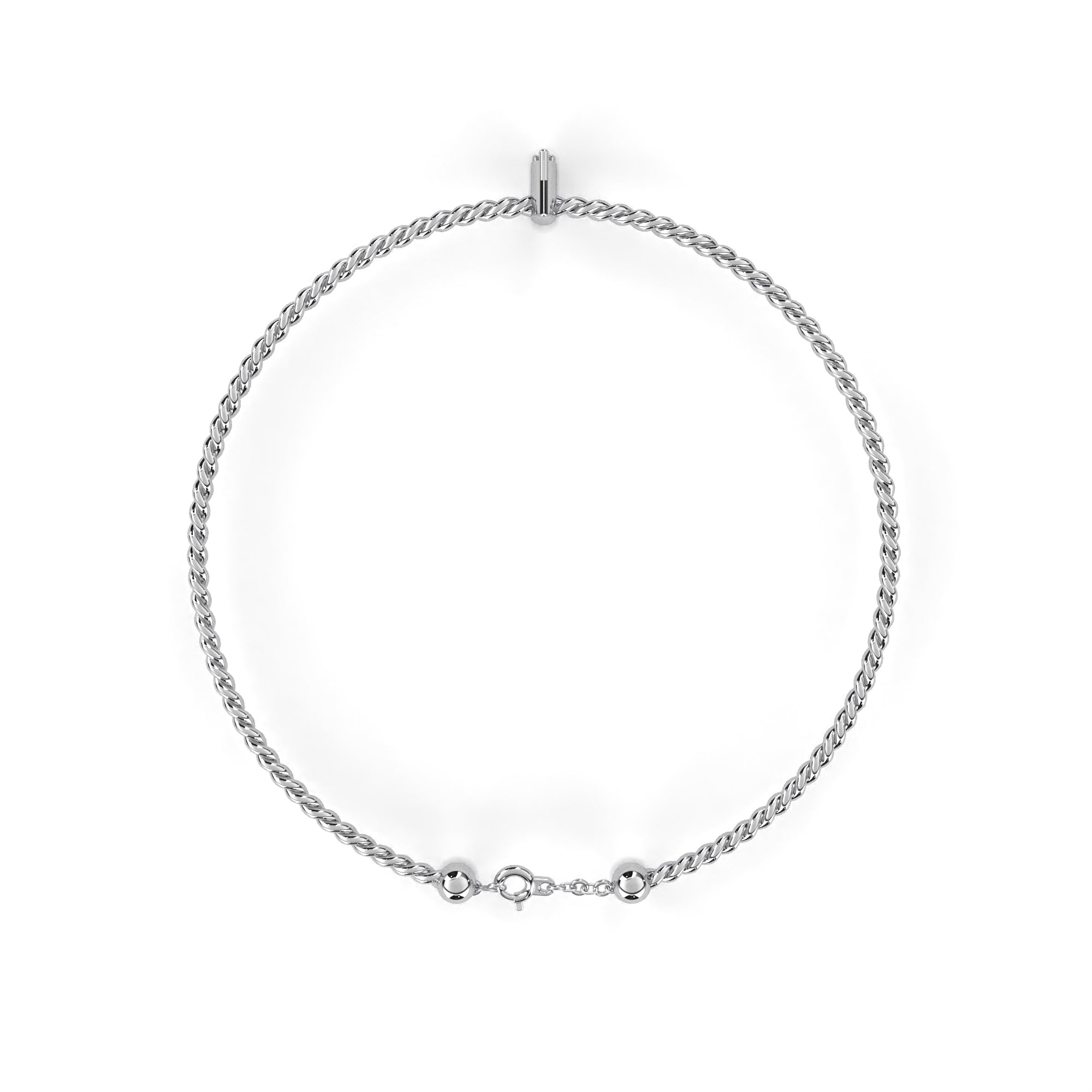 Simple rope-style white gold bracelet with marquise diamond