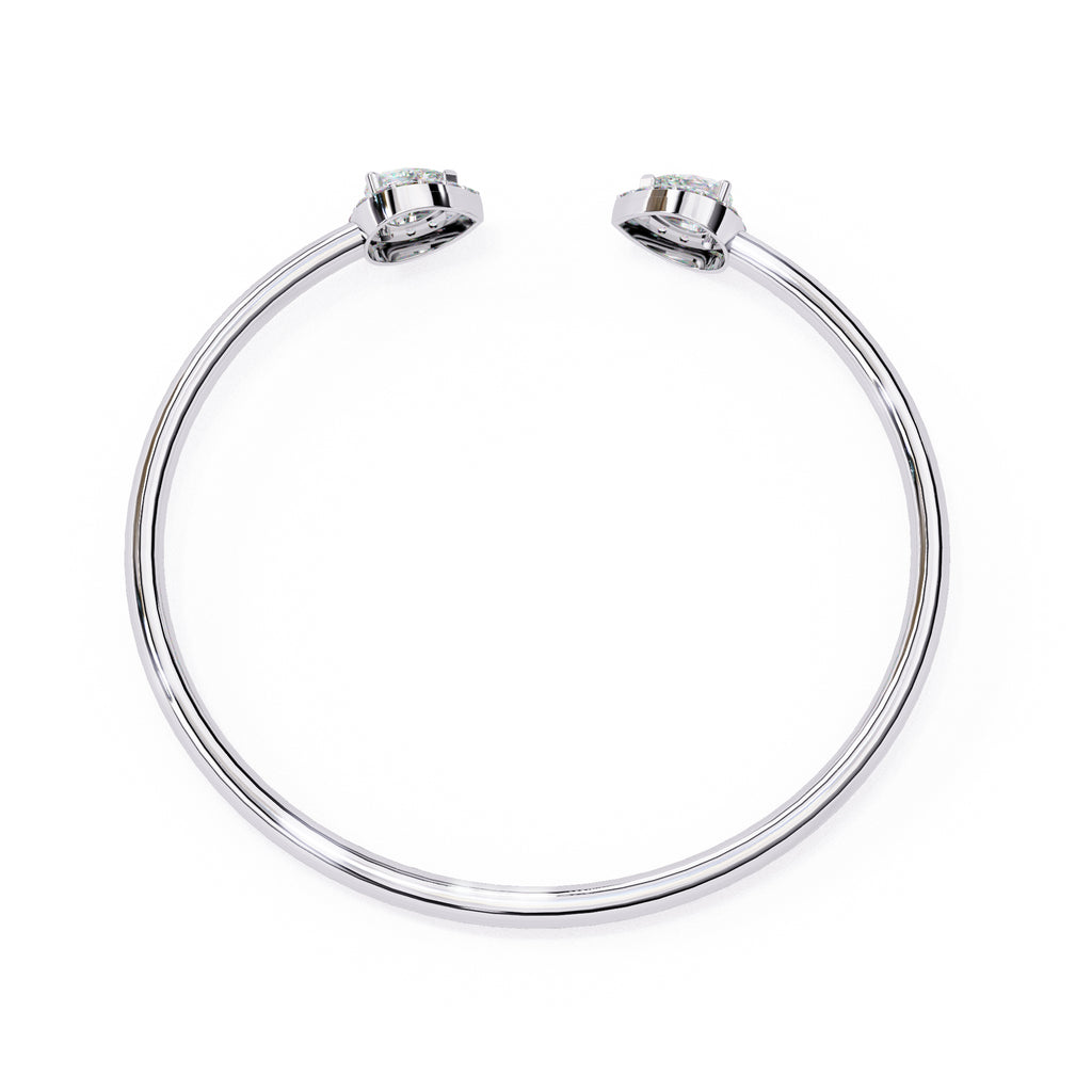 White Gold cuff bracelet with pear-cut diamonds