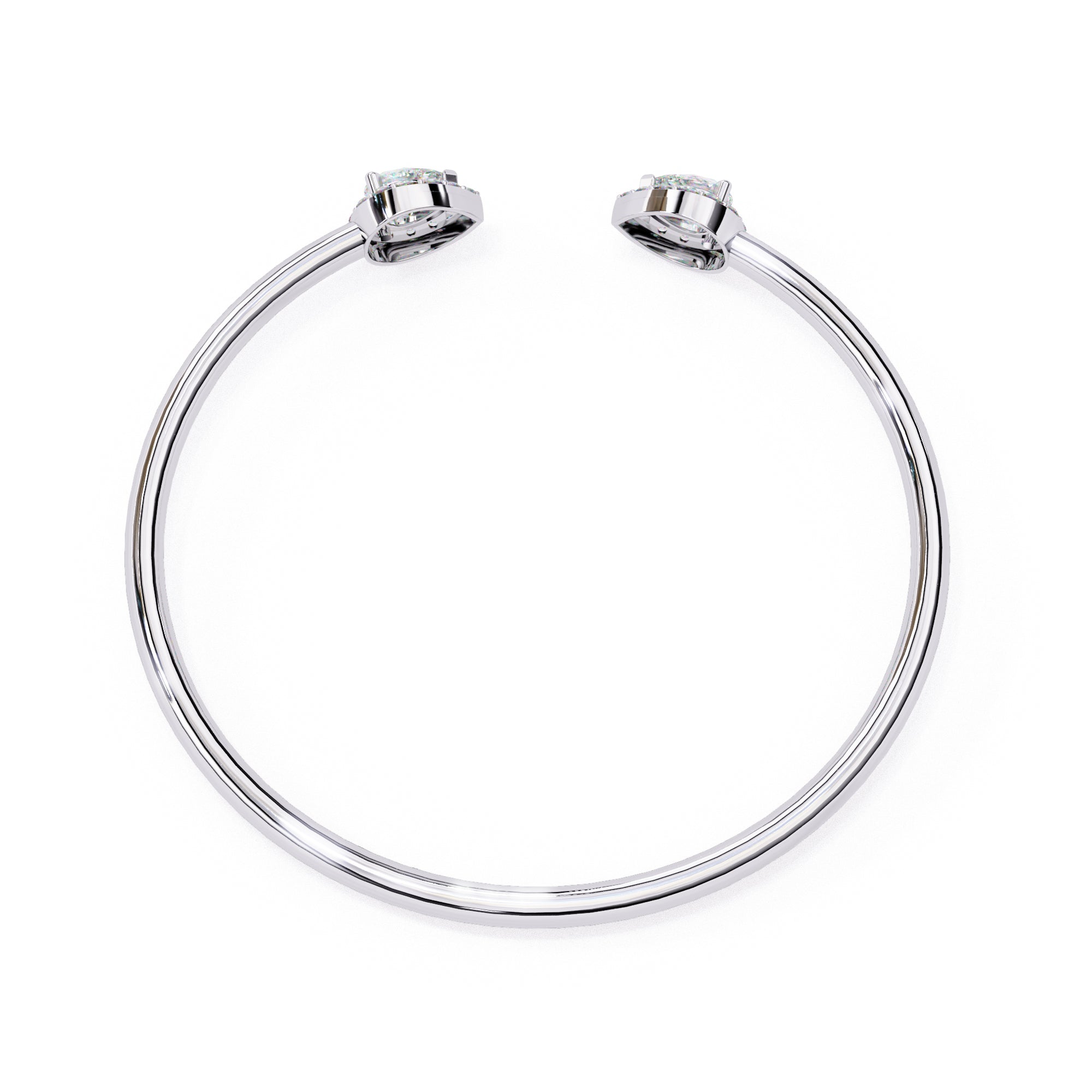 White Gold cuff bracelet with pear-cut diamonds