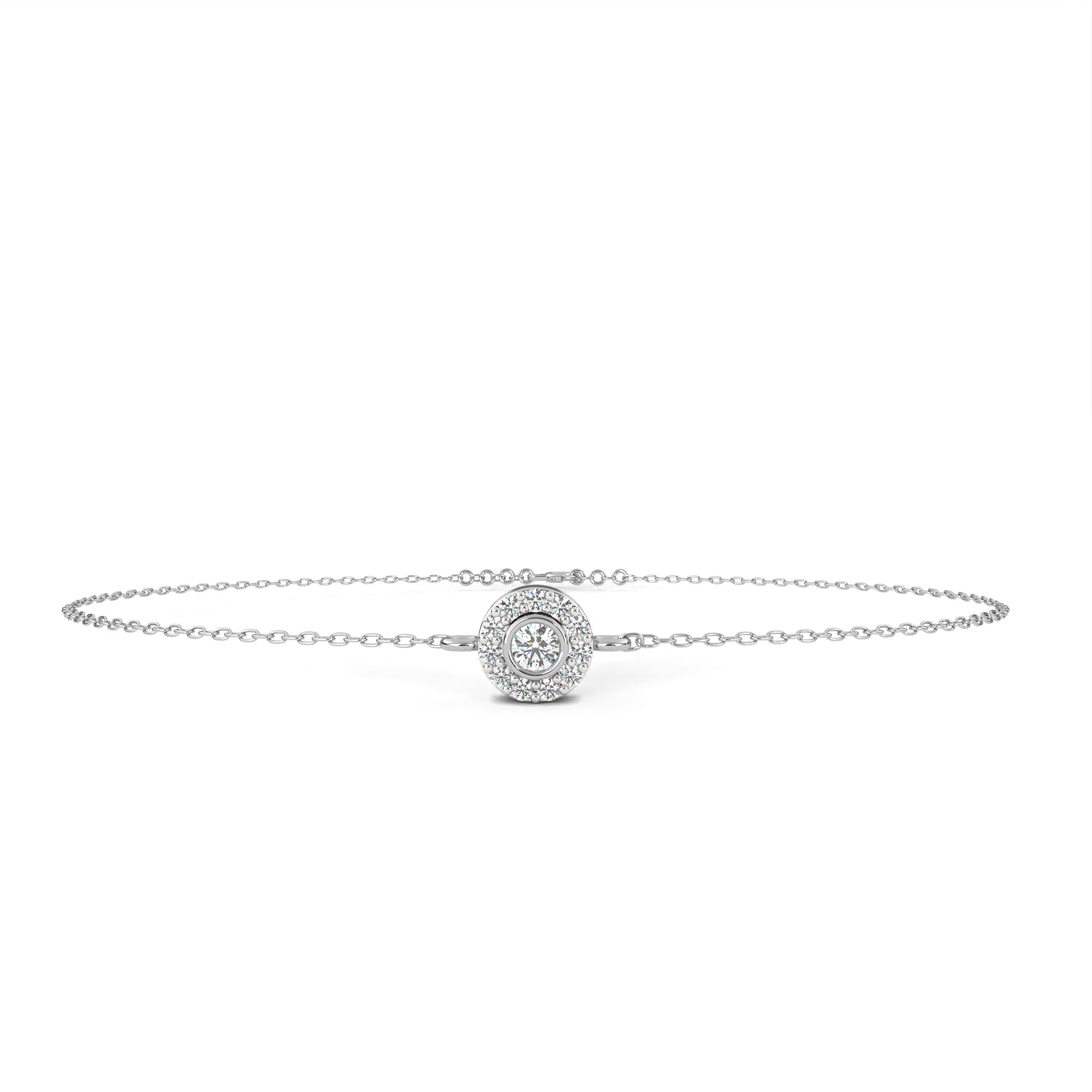 White Gold diamond bracelet with halo design