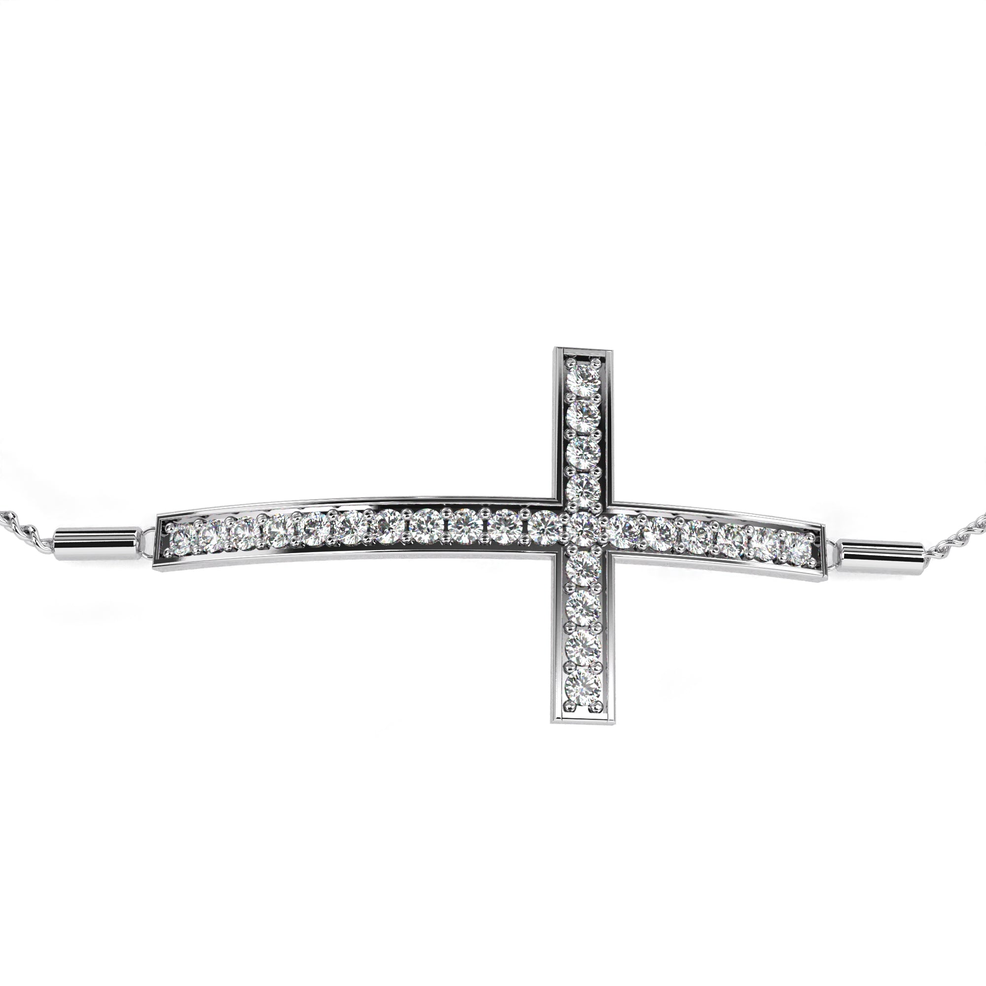 White Gold chain bracelet with sparkling diamond cross