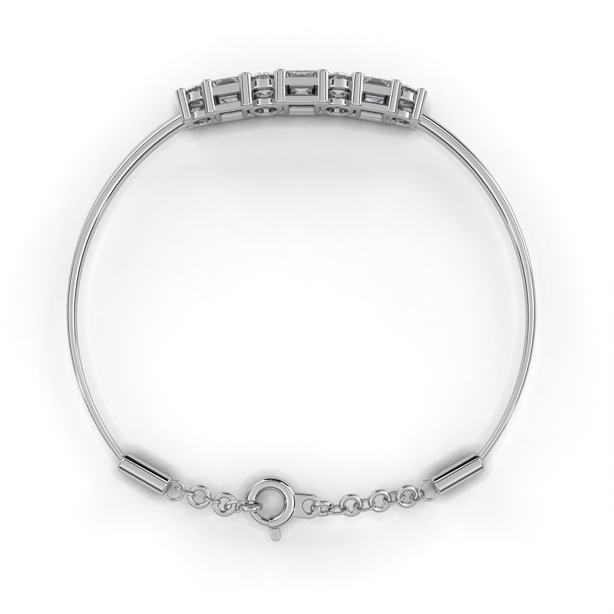 White Gold bracelet with round diamonds and princess cut diamonds