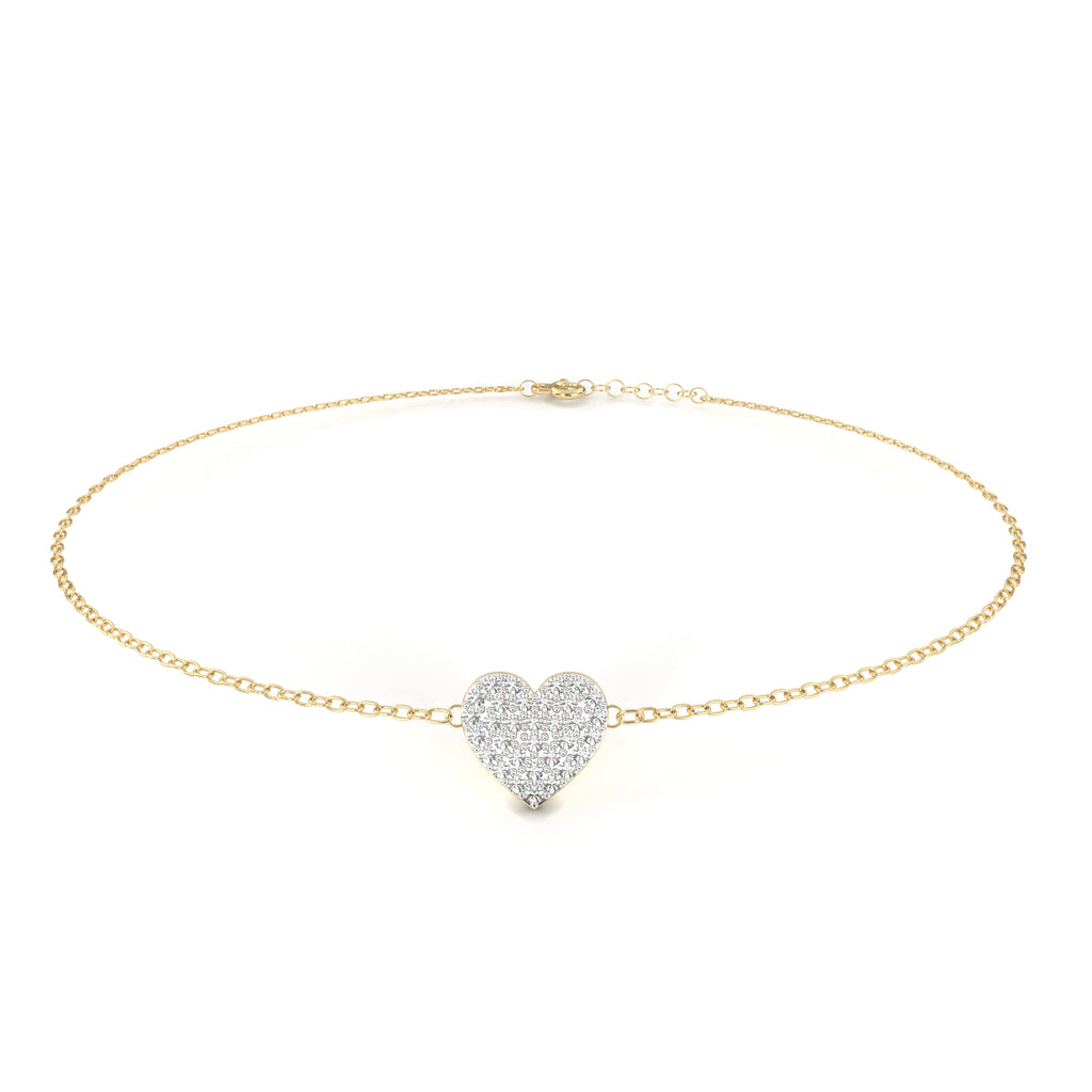 Heart-shaped diamond bracelet with dainty gold chain
