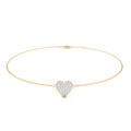 Heart-shaped diamond bracelet with dainty gold chain