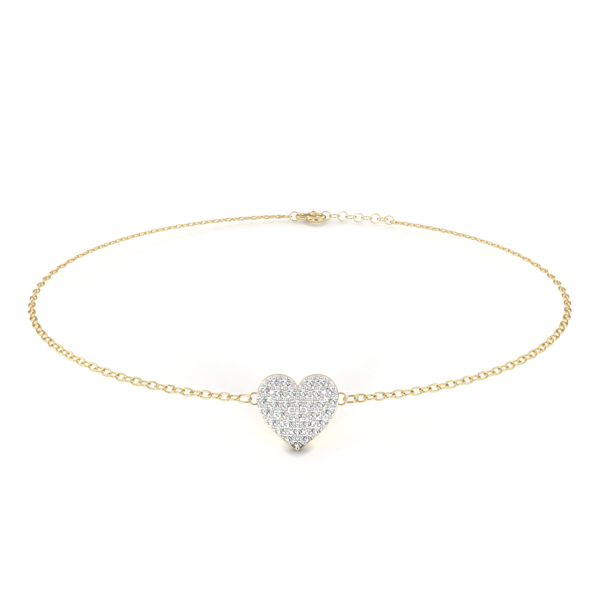 Heart-shaped diamond bracelet with dainty gold chain
