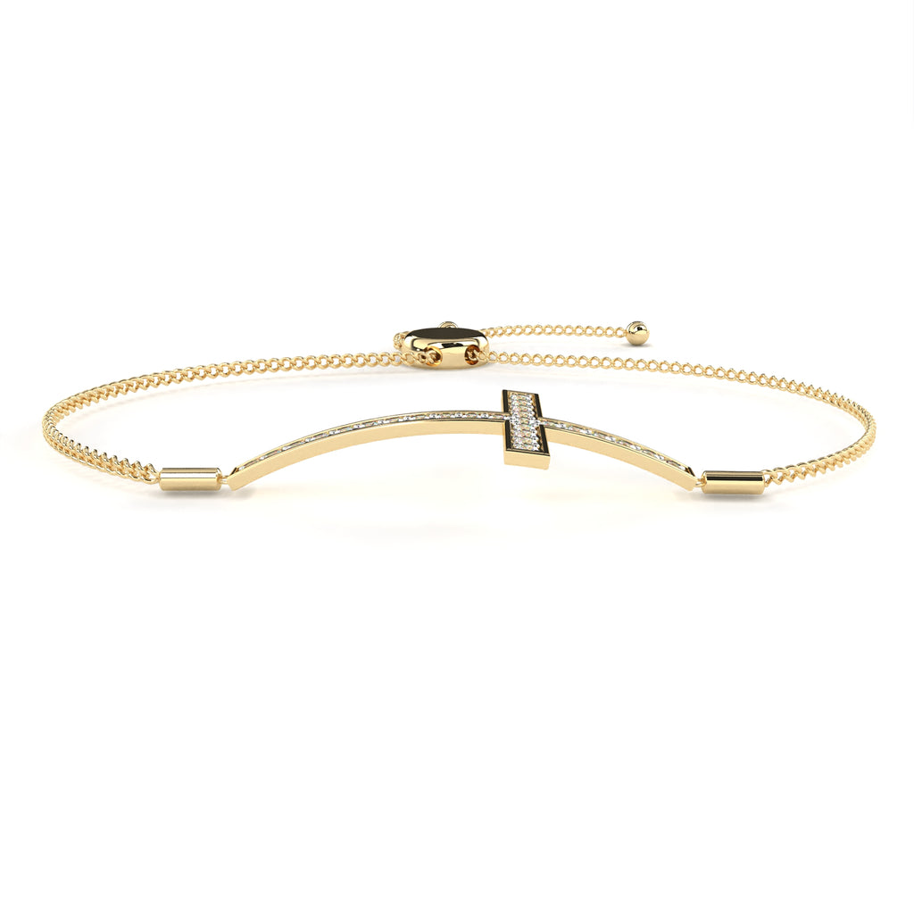 Gold bracelet with a diamond cross