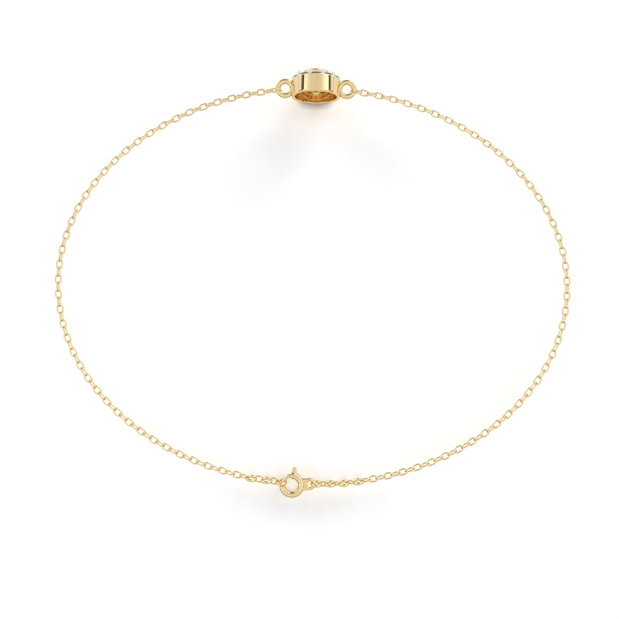 Gold chain bracelet with round diamond