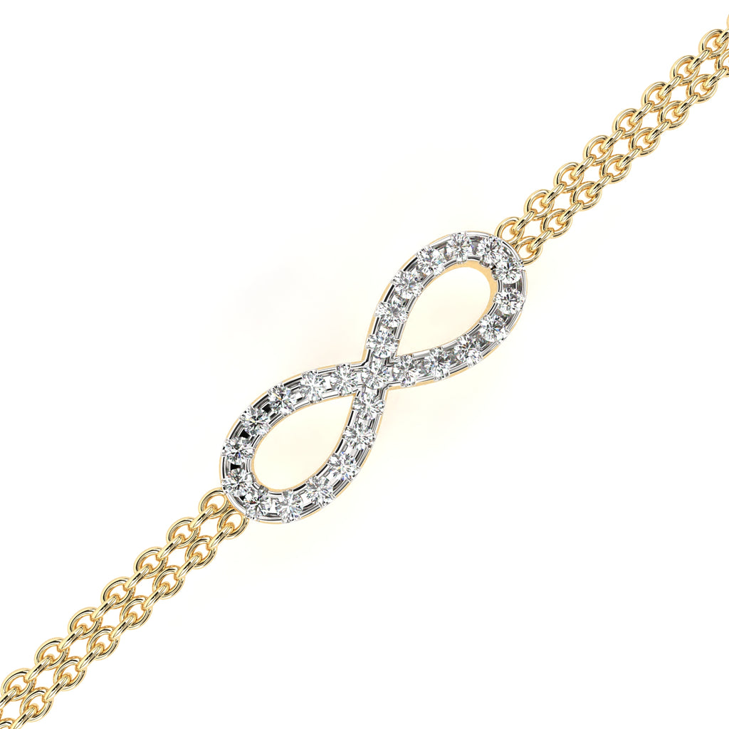 Dainty infinity pattern diamond bracelet in gold