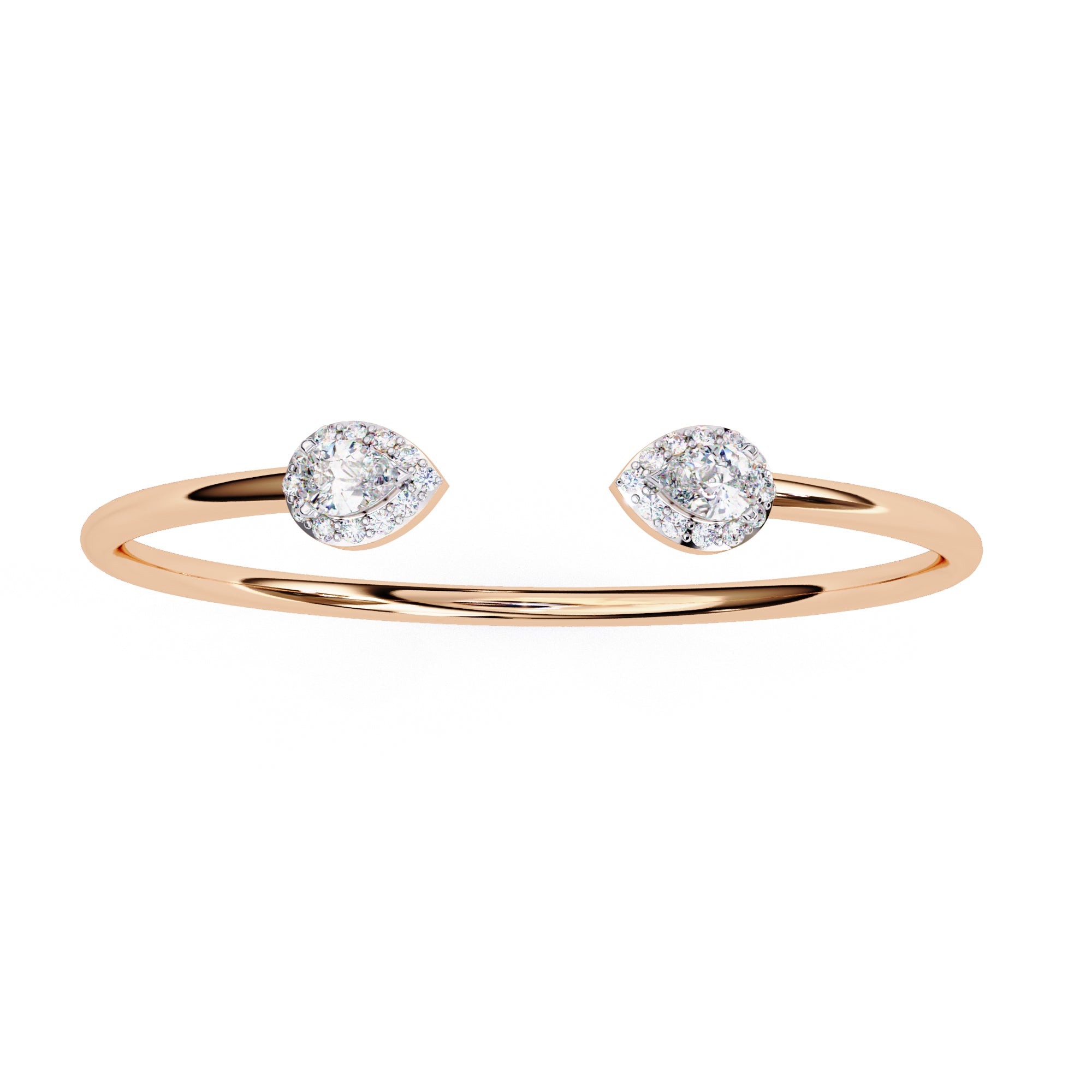 Pear-shaped diamond open cuff bracelet in Rose Gold