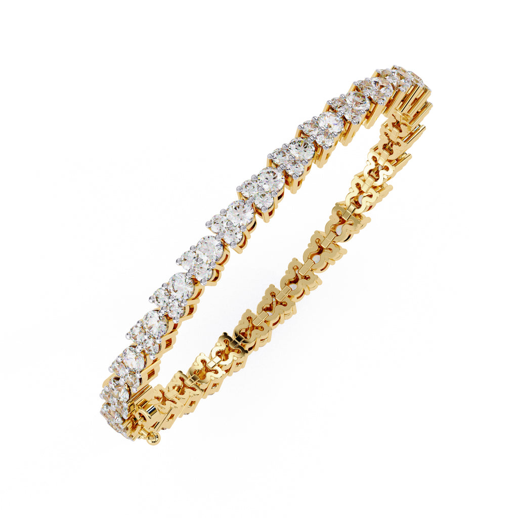 Gold tennis bracelet with round diamonds