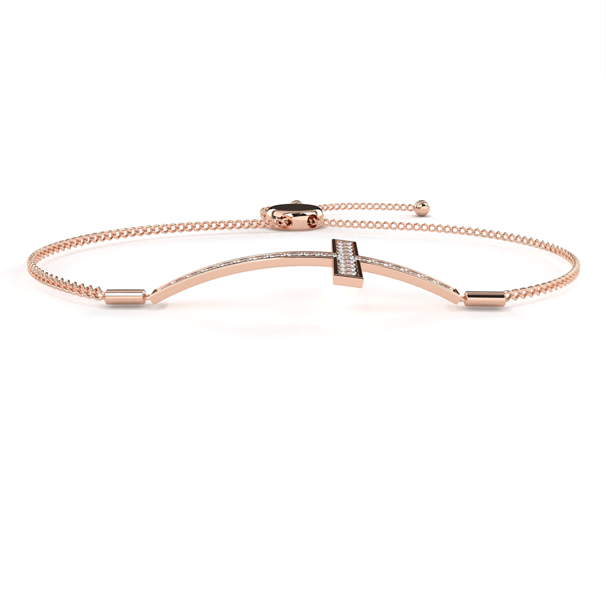 Rose Gold bracelet with a diamond cross