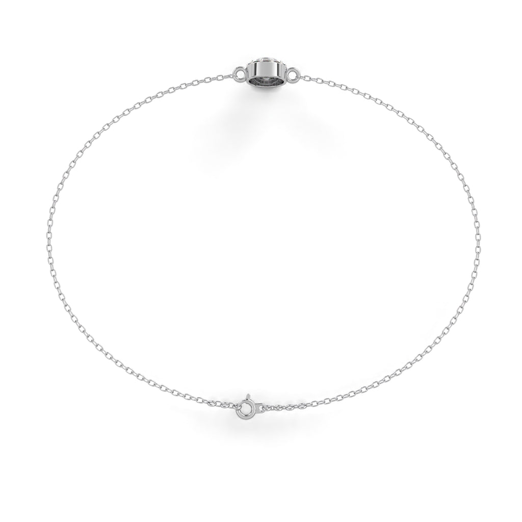 White Gold chain bracelet with round diamond