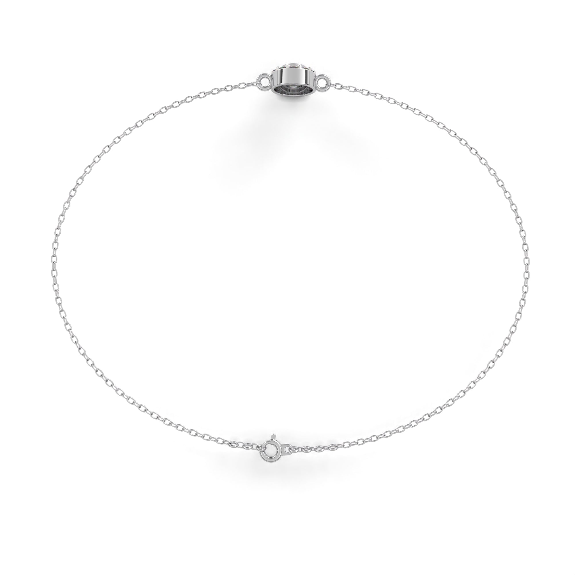 White Gold chain bracelet with round diamond