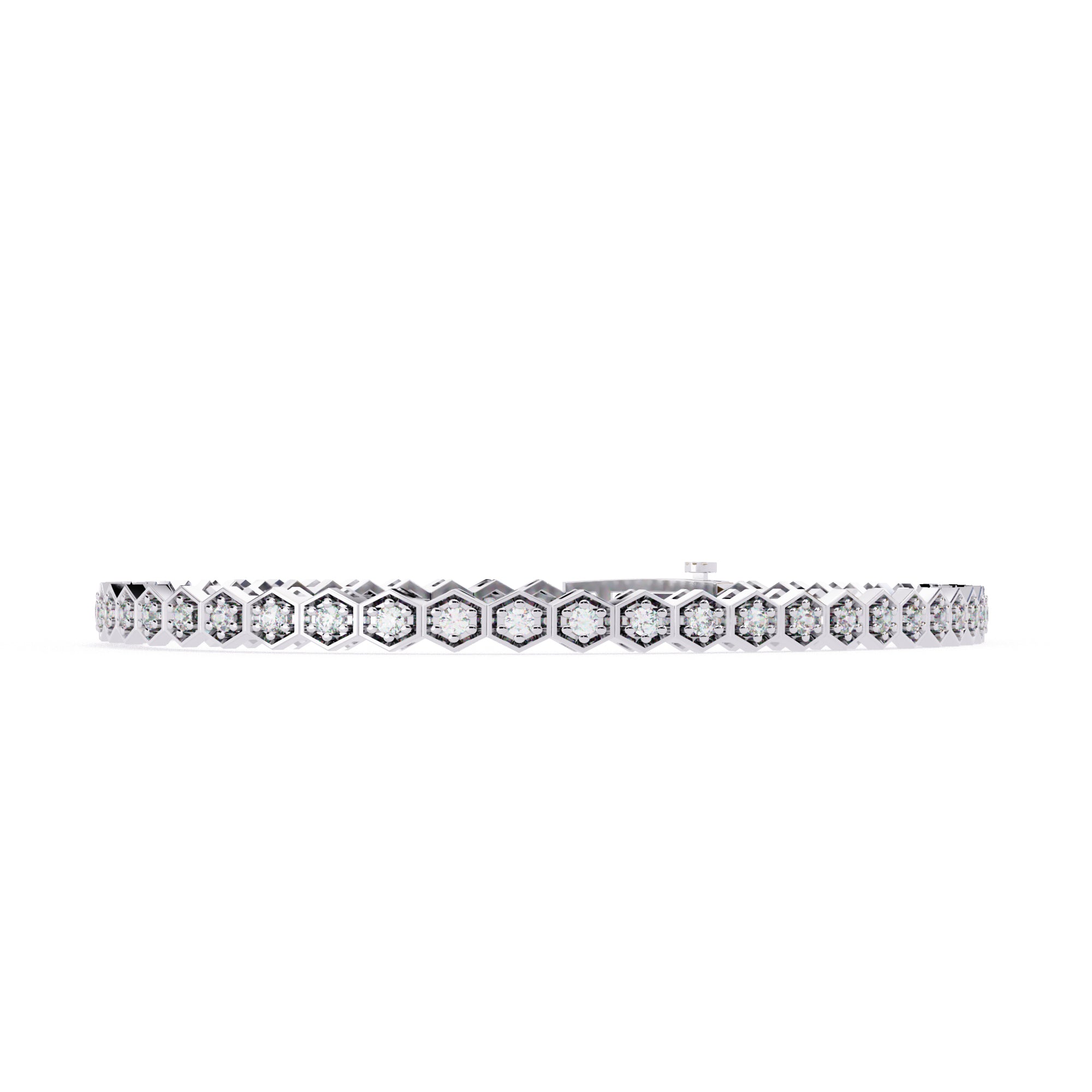 White Gold hexagon diamond tennis bracelet for women