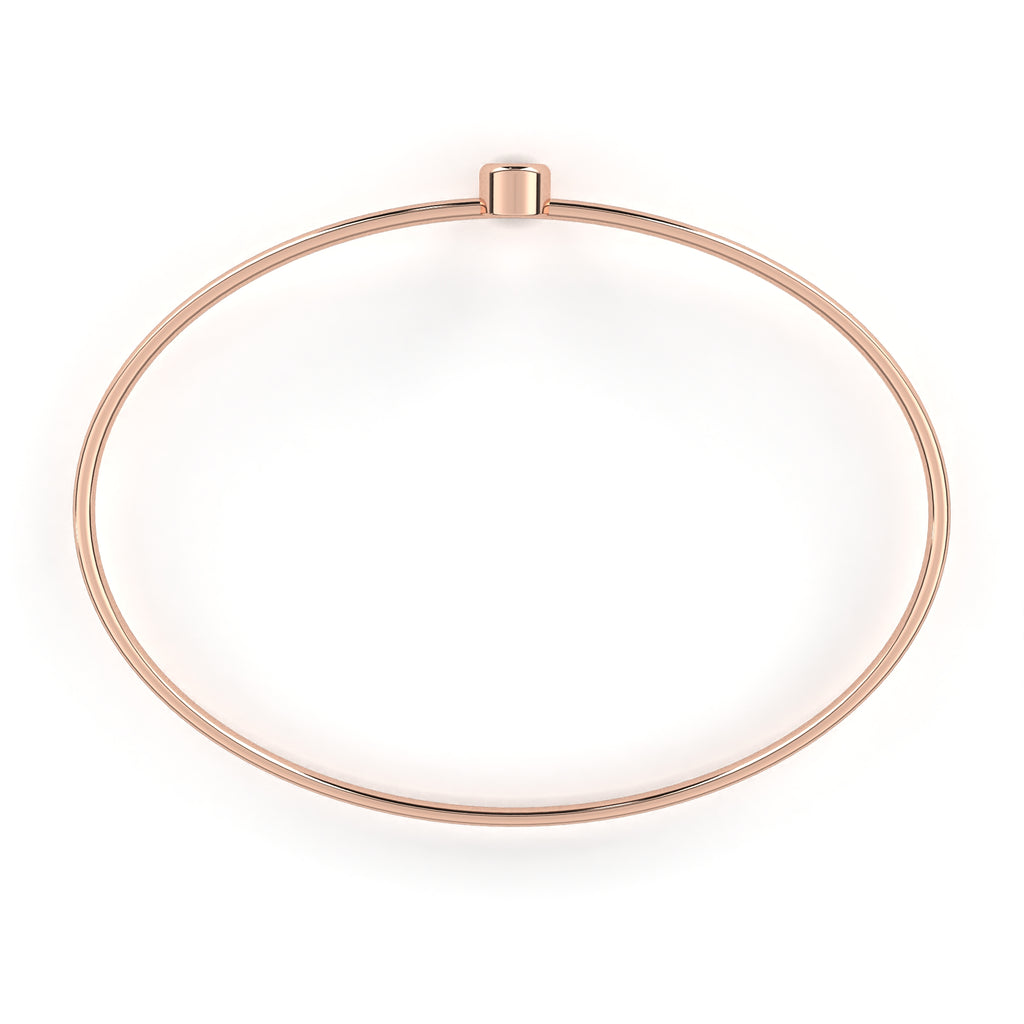 Minimalist round diamond rose gold bangle