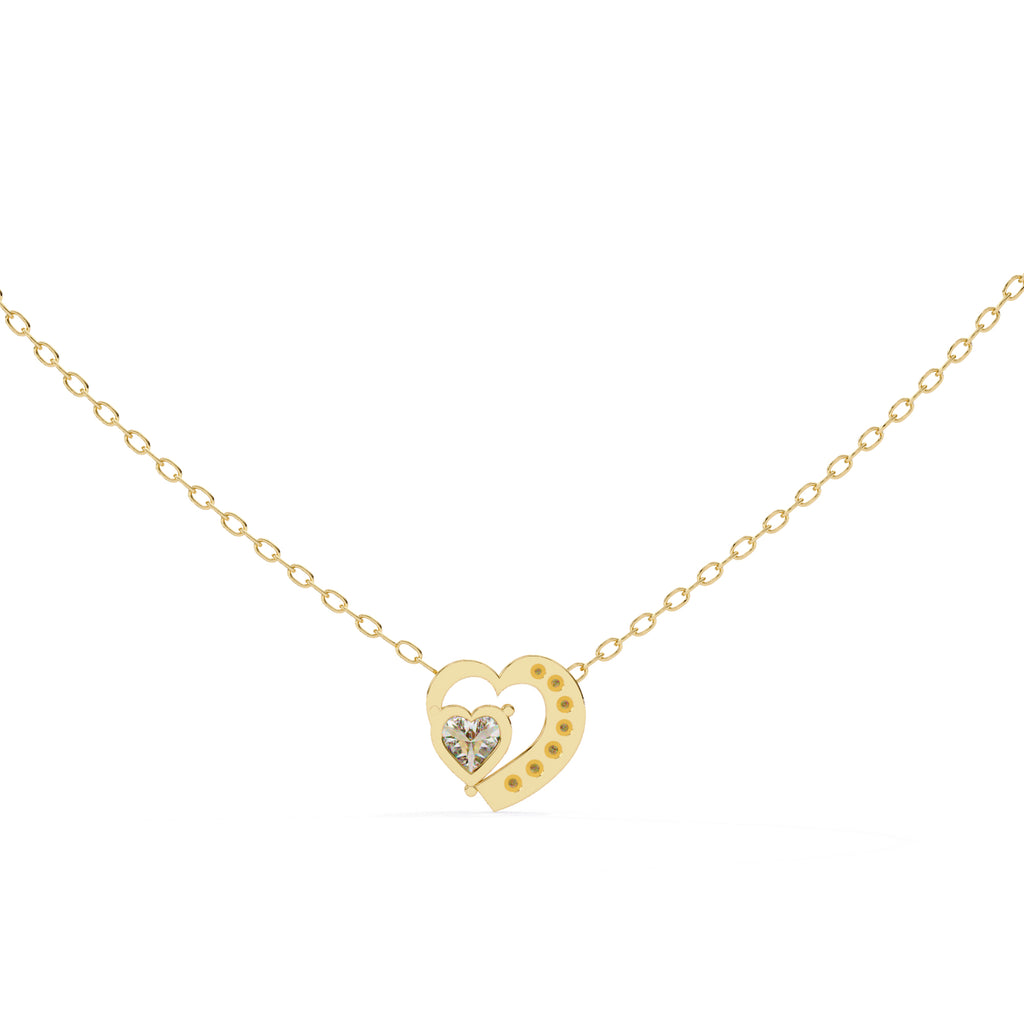 Double heart shape diamond necklace