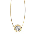 Halo Diamond Pendant in Gold with bezel-style prong setting