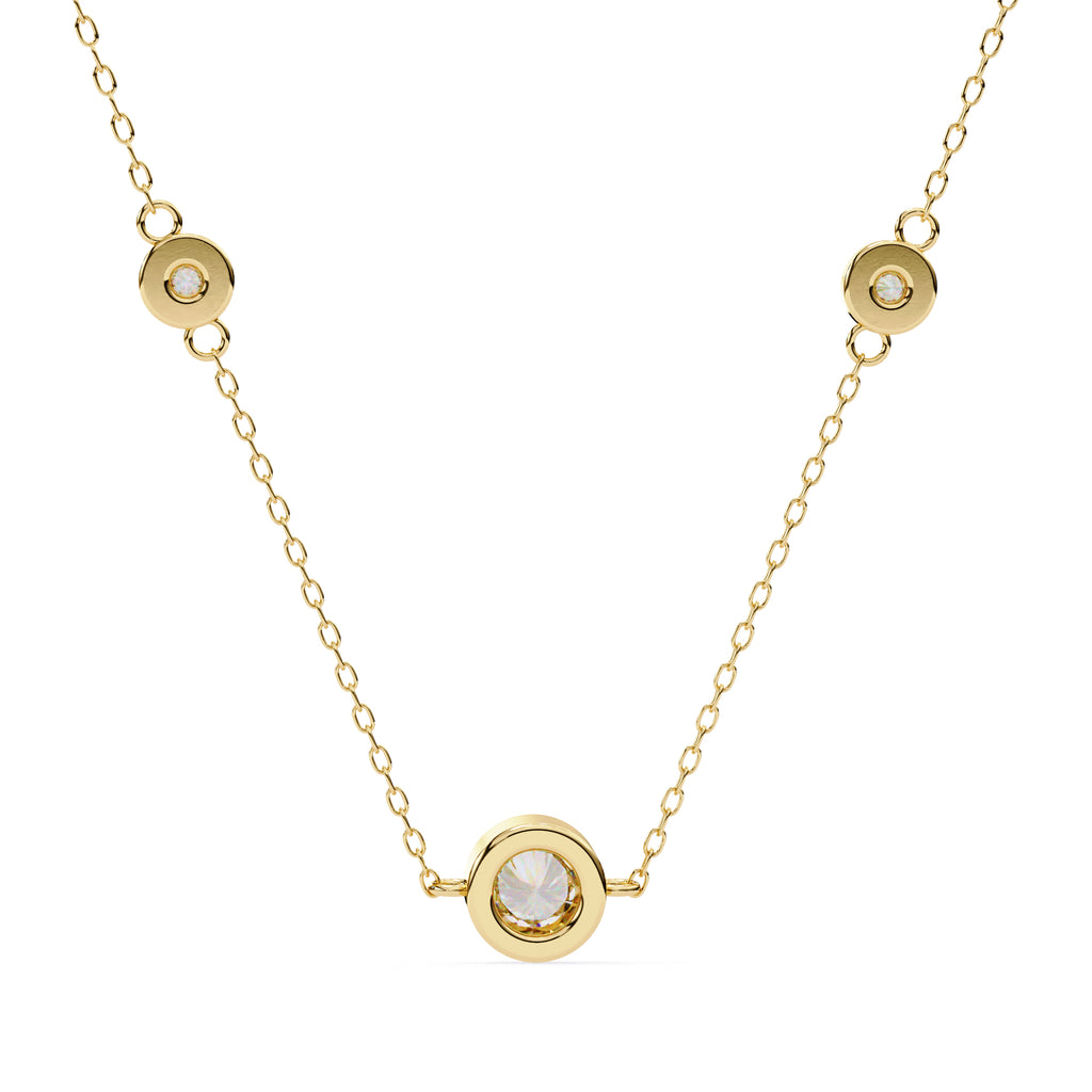 Sunlit bezel-set round diamond pendant in gold