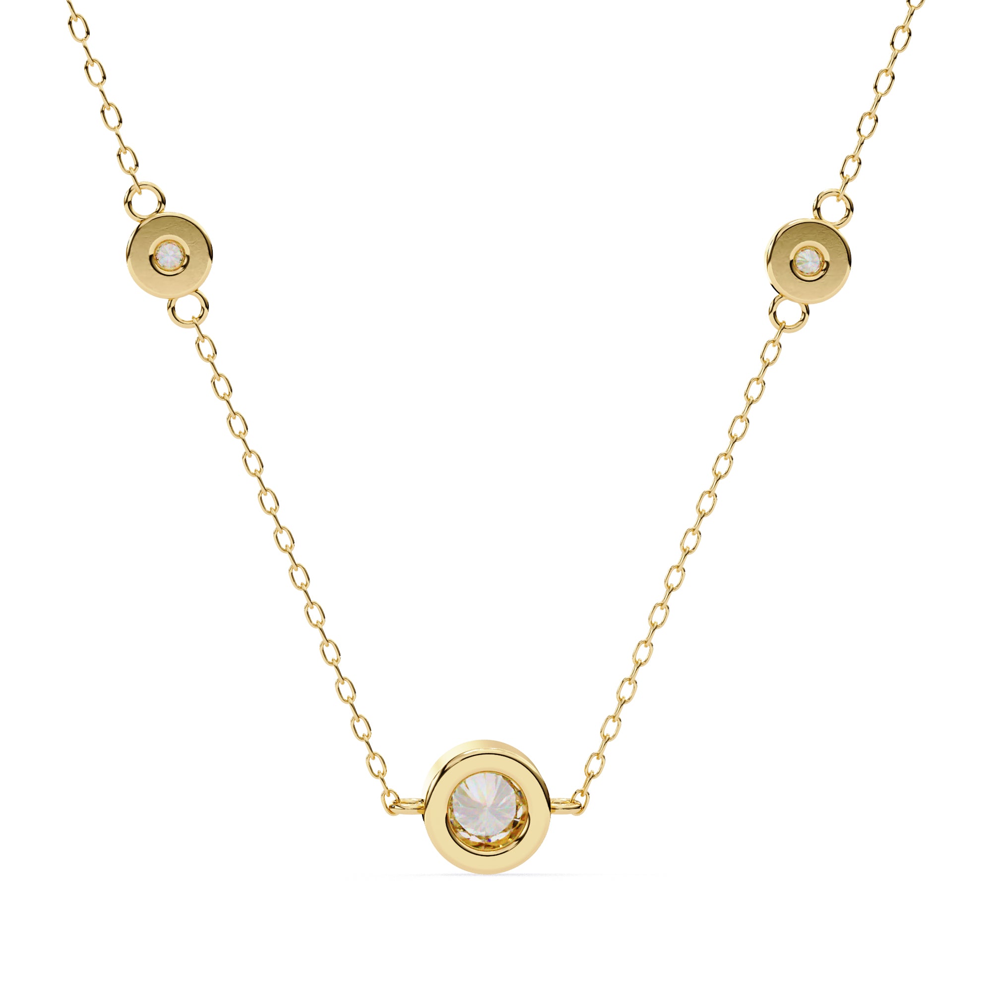 Sunlit bezel-set round diamond pendant in gold