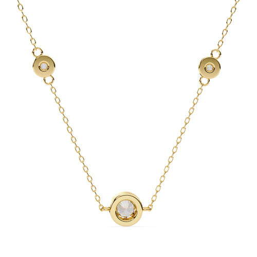Sunlit bezel-set round diamond pendant in gold