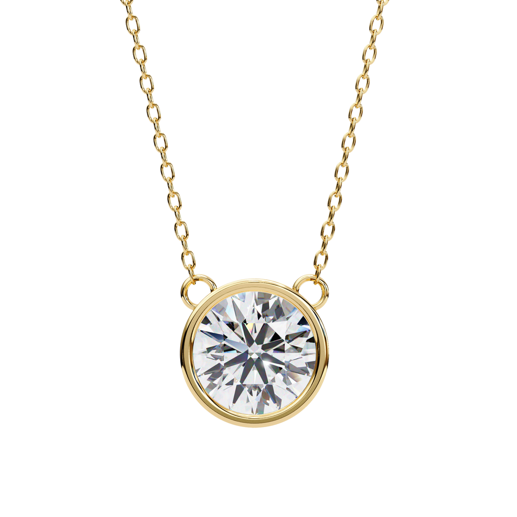 Round solitaire diamond pendant in gold