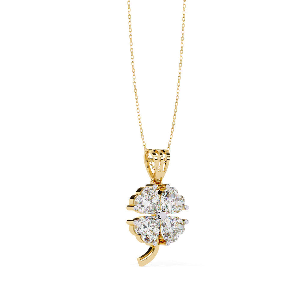 Four-leaf clover shape diamond pendant in gold
